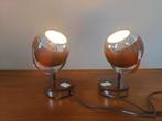 Twee Eyeball Lampen, kleur bruin, uitstekende staat, Huis en Inrichting, Ophalen of Verzenden, Gebruikt, Seventies Space Age, Minder dan 50 cm