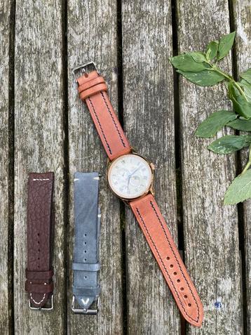 WK Leathercraft leren horlogeband 22 mm (bv Oriënt Kamasu) beschikbaar voor biedingen