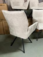 4 nieuwe luxe draai / kuipstoelen in  beige/ecru weefstof, Ophalen, Overige kleuren, Nieuw, Metaal