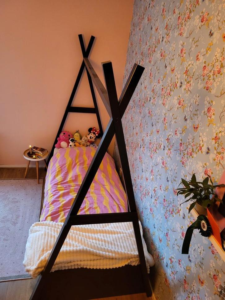 Zwart 1-persoonsbed 80x200 met opbergruimte, Kinderen en Baby's, Kinderkamer | Bedden, Gebruikt, 180 cm of meer, 85 tot 100 cm