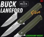 Buck Langford Olive – Slank EDC Zakmes – G10 materiaal, Ophalen of Verzenden, Landmacht, Overige gebieden, Mes of Dolk
