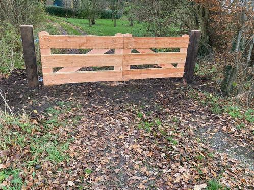 Poort Boerenlandhek oprit houten landhek, Tuin en Terras, Tuinpoorten, Nieuw, Hout, 100 tot 150 cm, 200 cm of meer, Ophalen of Verzenden