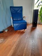 Fauteuil, blauw leder, merk Bonaldo, Huis en Inrichting, Fauteuils, Ophalen, 75 tot 100 cm, Zo goed als nieuw, Metaal