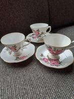 3 engelse kop en schotels afb rozen, Antiek en Kunst, Antiek | Servies los, Ophalen of Verzenden