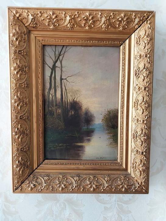 Schilderij Landschap  "n. du Chattel." - F.H. Kaemmerer, Antiek en Kunst, Kunst | Schilderijen | Klassiek, Ophalen