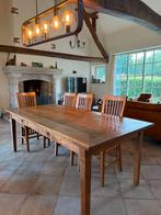 Houten Eettafel met 4 stoelen, Ophalen, Zo goed als nieuw, 4 tot 6 stoelen