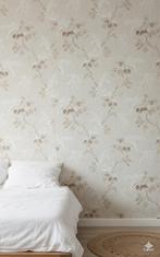 14122 serene bladeren vintage wallpaper beige bruin swiet, Huis en Inrichting, Verzenden, 75 m² of meer, Beige
