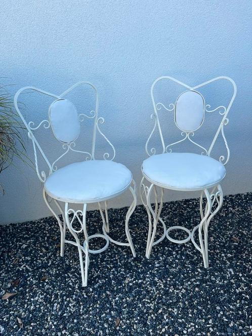 Set smeedijzeren stoeltjes • Brocante • 2 st • setprijs, Huis en Inrichting, Stoelen, Zo goed als nieuw, Eén, Metaal, Ophalen