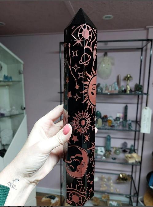 Mega grote Obsidiaan toren, Verzamelen, Mineralen en Fossielen, Mineraal, Ophalen of Verzenden