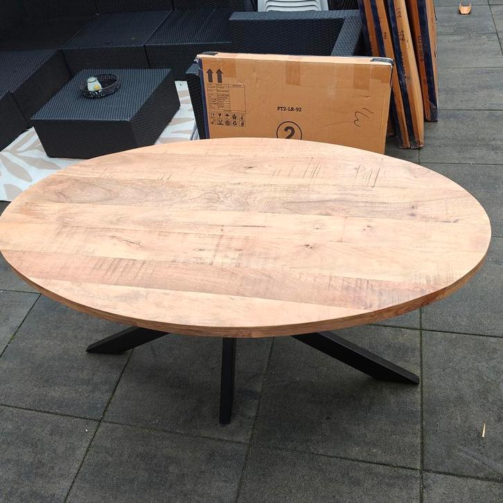 Nieuwe mango houten eettafel 160x90 met zwarte spinpoot - 13, Huis en Inrichting, Tafels | Eettafels, Nieuw, 50 tot 100 cm, 150 tot 200 cm