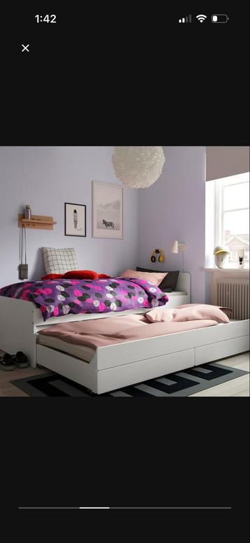 Ikea SLAKT Bedframe met Opbergruimte - Wit - afbeelding 4