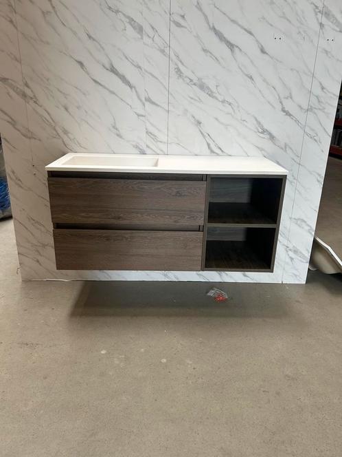 Badmeubel 120 met mat witte wastafel, Doe-het-zelf en Verbouw, Sanitair, Zo goed als nieuw, Wastafel, Ophalen of Verzenden