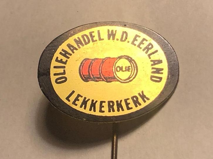 Metalen OLIEHANDEL W.D. EERLAND LEKKERKERK Speld., Verzamelen, Speldjes, Pins en Buttons, Zo goed als nieuw, Speldje of Pin, Merk