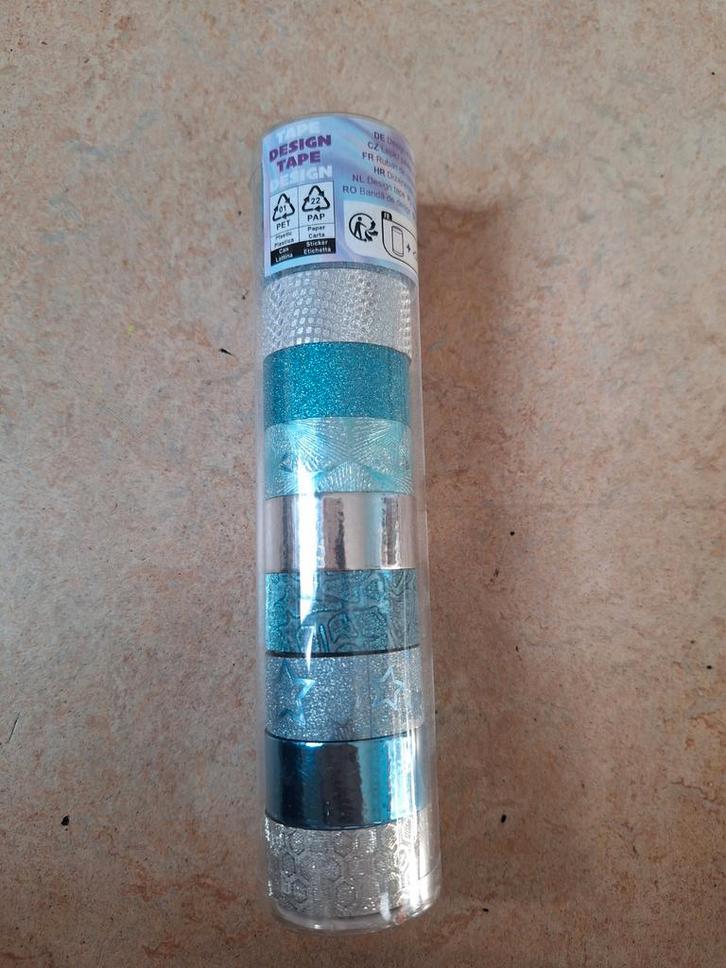 Washi Tape Set Blauw Glitter - Nieuw in Verpakking, Hobby en Vrije tijd, Scrapbooking, Nieuw, Versiering of Embellishment, Overige merken