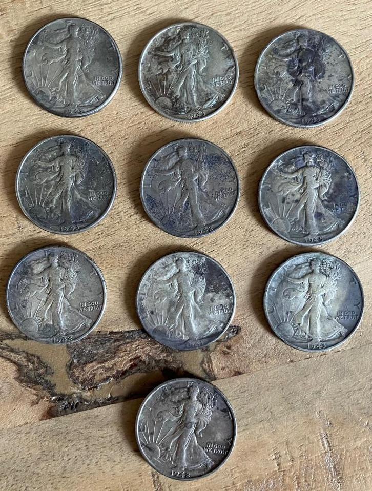 10 zilveren halve dollars, Postzegels en Munten, Munten | Amerika, Setje, Noord-Amerika, Zilver, Ophalen
