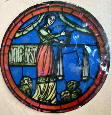 Glazen raamhanger, glas-in-lood stijl, Libra / Weeschaal beschikbaar voor biedingen