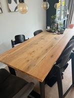 Eikenhouten tafel stalen poot, Gebruikt, Ophalen of Verzenden