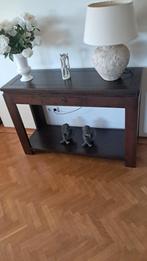 Mooi ouderwetse side table Indische/koloniale stijl, met la, Ophalen, Zo goed als nieuw, 25 tot 50 cm, Rechthoekig