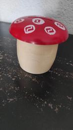 Vintage spaarpot Rabobank paddenstoel rood wit, Ophalen of Verzenden, Gebruikt, Kunststof, Overige thema's