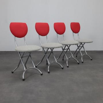 4x Postmodern Folding Chairs in Chrome and Wool, Italy, 90s beschikbaar voor biedingen