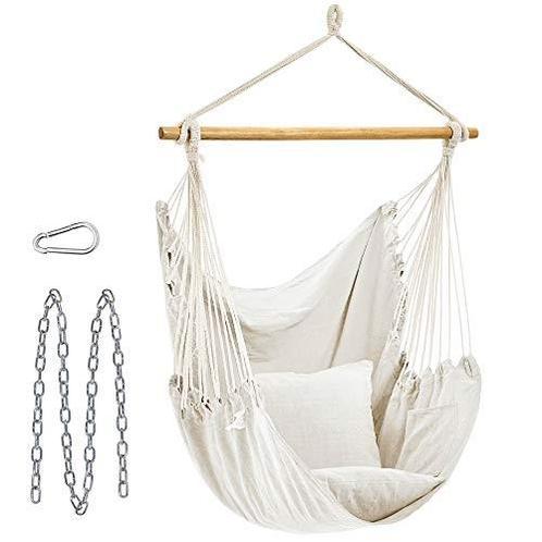 SONGMICS Hangstoel Beige - Comfortabel & Stijlvol, Tuin en Terras, Hangmatten, Nieuw, Eenpersoons, Binnen, Buiten, Ophalen of Verzenden