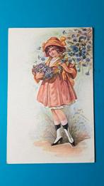 Meisje met rode jas en zwart/witte laarzen 1920, Ophalen of Verzenden, Voor 1920, Gelopen, Kinderen