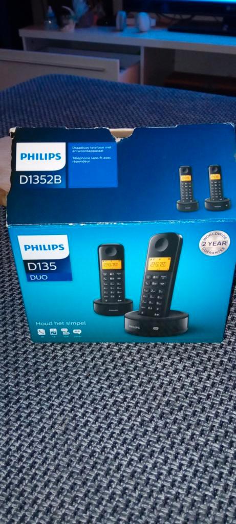 Philips Draadloze telefoons met antwoordapparaat D1352B/22, Telecommunicatie, Vaste telefoons | Handsets en Draadloos, Gebruikt