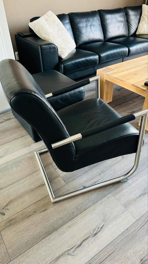 Henders en Hazel leren fauteuil zwart woonkamer stoel, Huis en Inrichting, Fauteuils, Gebruikt, Leer, Ophalen