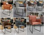 7 x luxe eetkamerstoel Duke Jess design armleuning leer stof, Huis en Inrichting, Stoelen, Ophalen, Zo goed als nieuw, Metaal
