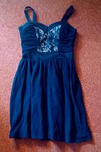 Cocktailjurk Elise Ryan Mt. 36 blauw met tule met borduursel, Blauw, Cocktailjurk, Ophalen of Verzenden, Zo goed als nieuw