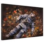 Astronaut bloemenveld canvas 70x50cm - 18mm., Nieuw, Print, 50 tot 75 cm, Oorspronkelijke maker