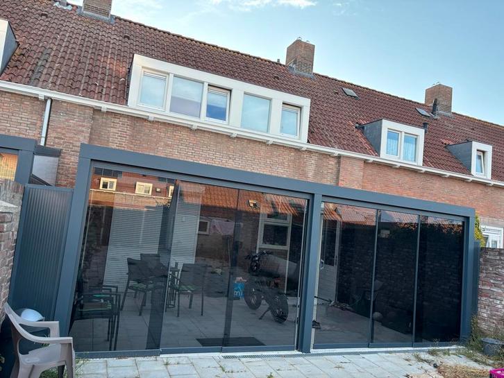 Veranda/serre/overkapping+zijkanten en glazen deuren - 7x4 m, Tuin en Terras, Overkappingen, Zo goed als nieuw, Veranda, Ophalen