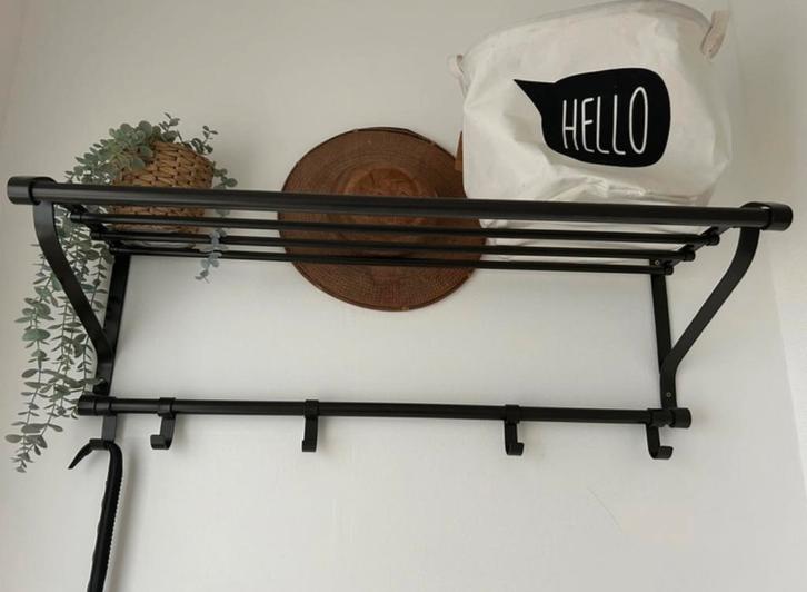 Kapstok zwart ikea, Huis en Inrichting, Woonaccessoires | Kapstokken, Zo goed als nieuw, Wandkapstok, Minder dan 100 cm, Metaal