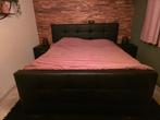 Zwarte Kunstlederen Boxspring 180x200 cm met Topper, Ophalen, Overige materialen, Gebruikt, Zwart