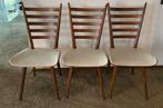 Set van 3 vintage stoelen, Huis en Inrichting, Stoelen, Ophalen, Gebruikt, Hout, Drie