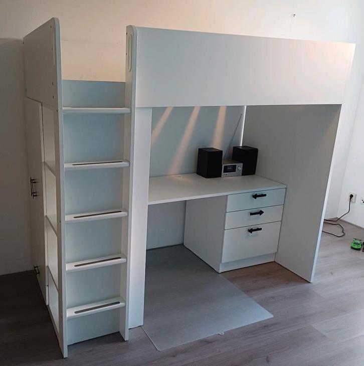 IKEA Småstad Hoogslaper - Wit met Zwarte Pijlen, Huis en Inrichting, Slaapkamer | Stapelbedden en Hoogslapers, Zo goed als nieuw