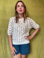 Vintage trui / sweater / print / beige / bruin / small / 36, Albert Cuypstr 168a, Beige, Ophalen of Verzenden, Vintage