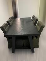 Visgraat eettafel inclusief stoelen, Huis en Inrichting, Complete inboedels, Ophalen