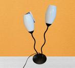 Retro tafellamp 2 witte glazen kapjes, Huis en Inrichting, Lampen | Tafellampen, Ophalen, Zo goed als nieuw, Minder dan 50 cm