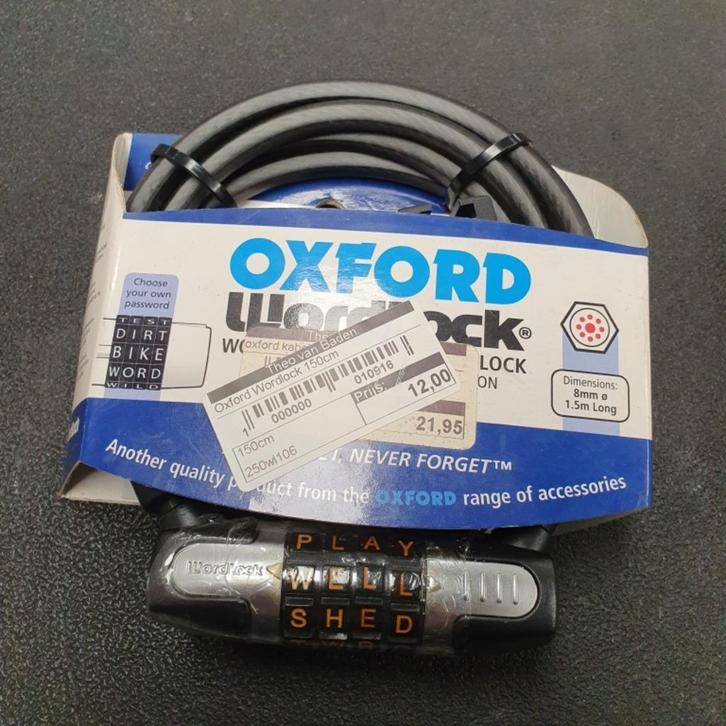 Oxford Wordlock kabelslot fietsslot 150cm 1.5 meter, Fietsen en Brommers, Fietsaccessoires | Fietssloten, Nieuw, Kabelslot, Ophalen of Verzenden