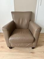 Beige leren stoel / fauteuil, Ophalen, Gebruikt, Minder dan 75 cm, Leer