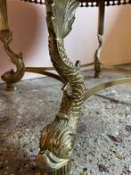 Vintage messing salontafel met vissen en terra marmeren blad, Huis en Inrichting, Tafels | Salontafels, Ophalen, 50 tot 100 cm