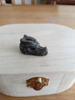 draken skull zilver obsidiaan edelsteen, Ophalen of Verzenden, Mineraal