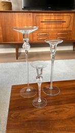 3 vintage kandelaars 1 slingerglas, Ophalen, Koper of Brons