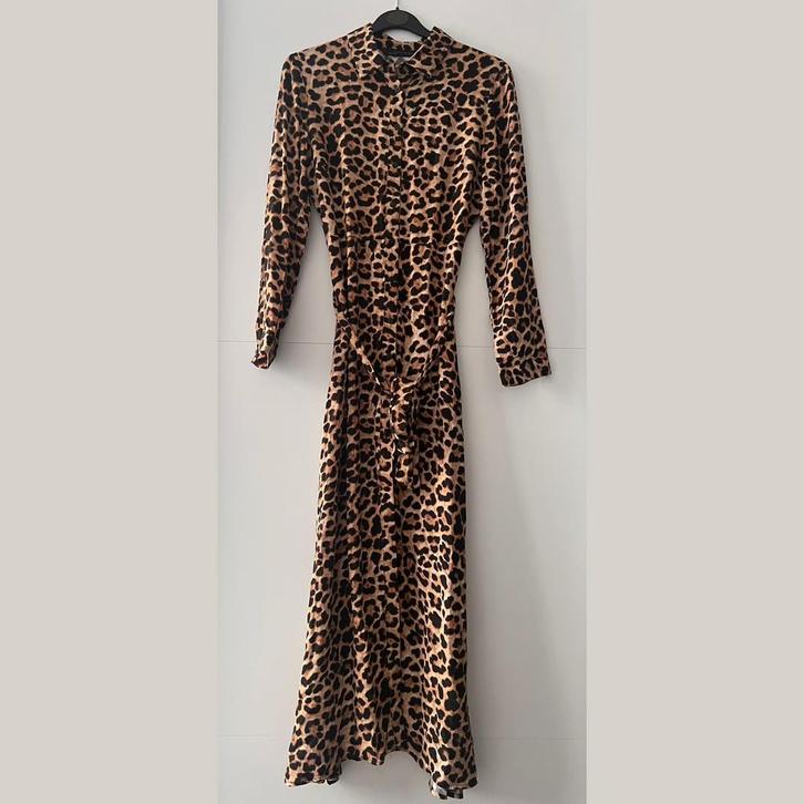 Zara lange blouse jurk - maat S, Kleding | Dames, Jurken, Zo goed als nieuw, Maat 36 (S), Bruin, Onder de knie, Ophalen of Verzenden