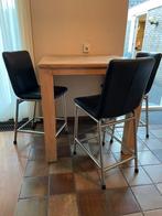 Hoge bartafel met krukken, Huis en Inrichting, Ophalen, Gebruikt, 60 tot 90 cm, Leer