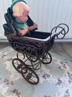 Antieke Houten Kinderwagen met Pop, Ophalen