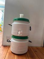 2x Gistingsemmer met airlock en dop, Huis en Inrichting, Ophalen, Gebruikt, Kunststof, Met deksel