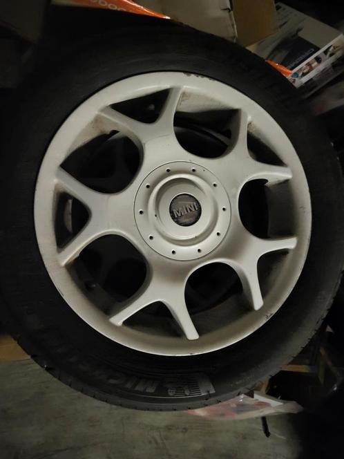 mini r50 r52 r53 16 inch witte velgen wielen michelin, Auto-onderdelen, Banden en Velgen, Zomerbanden, 16 inch, 205 mm, Gebruikt