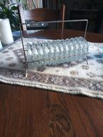 Vintage Rekje met 12 Kristallen Onderzetters Jaren '50, Antiek en Kunst, Ophalen of Verzenden